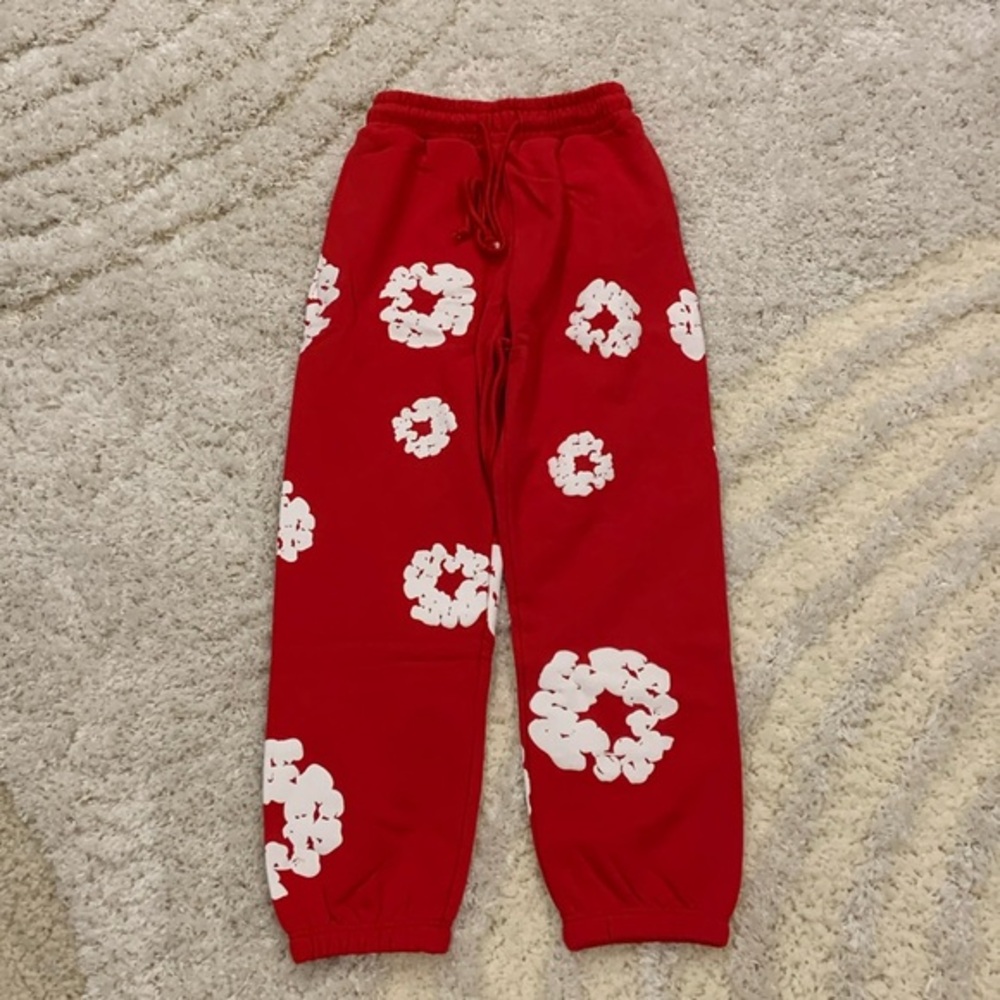 Denim Tears Red Sweatpants Cuffed The Cotton Wreath Mens Size Large